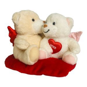 Hallmark Talking Plush Bear Kissing Couple Valentine's Day Winged Teddy Bears